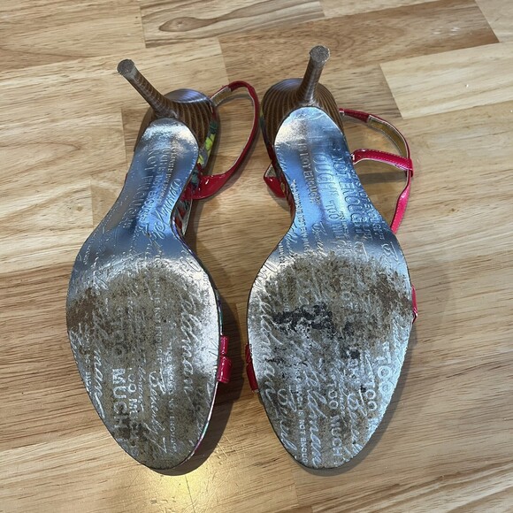 Beverly Feldman Pink Patent Leather Bow detail Strappy Sandal 10 - Picture 5 of 7